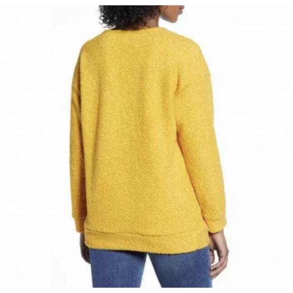 NWT Caslon Small Yellow Faux Shearling Teddy Sweater Lounge Tunic V-neck O16 - Picture 2 of 4